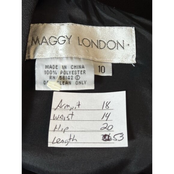 Vintage MAGGY LONDON Women’s Midi Dress Gown Size 10 Black Whimsigoth Cocktail - Picture 2 of 11